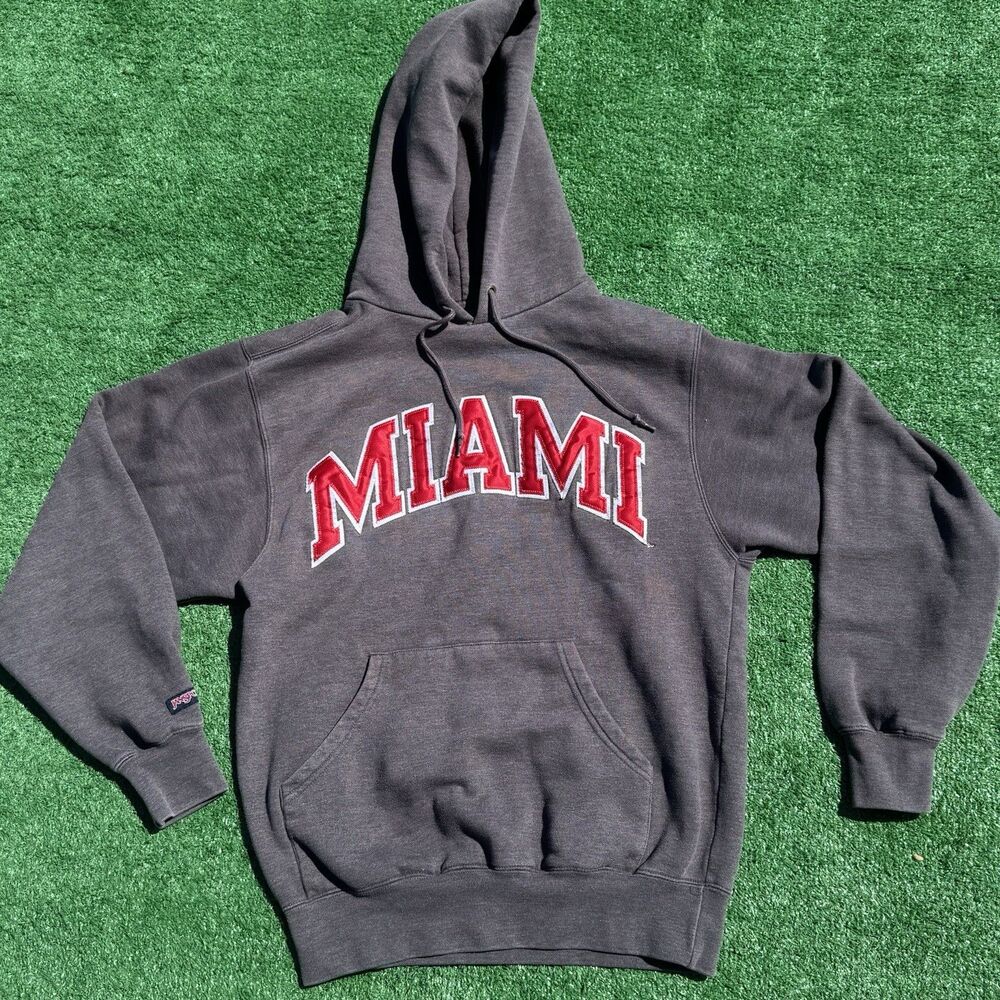 Vintage Jansport Miami (Ohio) Hoodie Adult Size Small Gray Sweatshirt Pullover